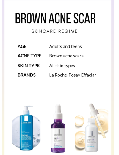Brown acne scars treatment with La Roche-Posay Effaclar
