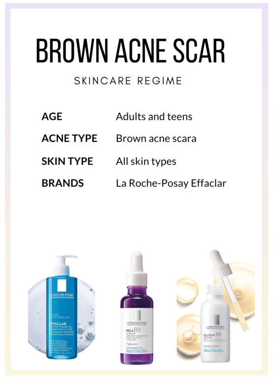 Brown acne scars treatment with La Roche-Posay Effaclar