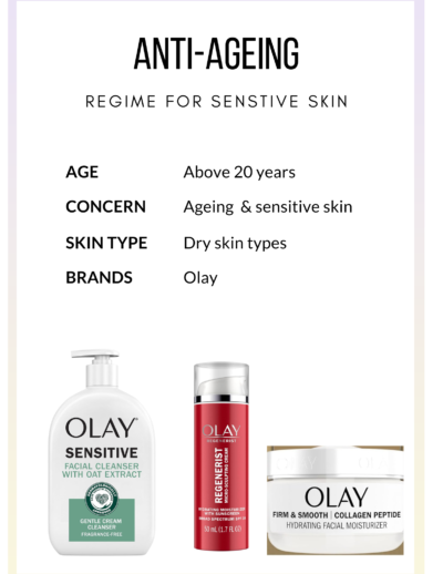 Olay anti-ageing regime for sensitive skin