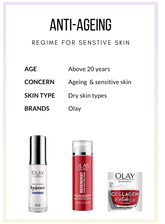 Olay anti-ageing regime for sensitive skin (india)